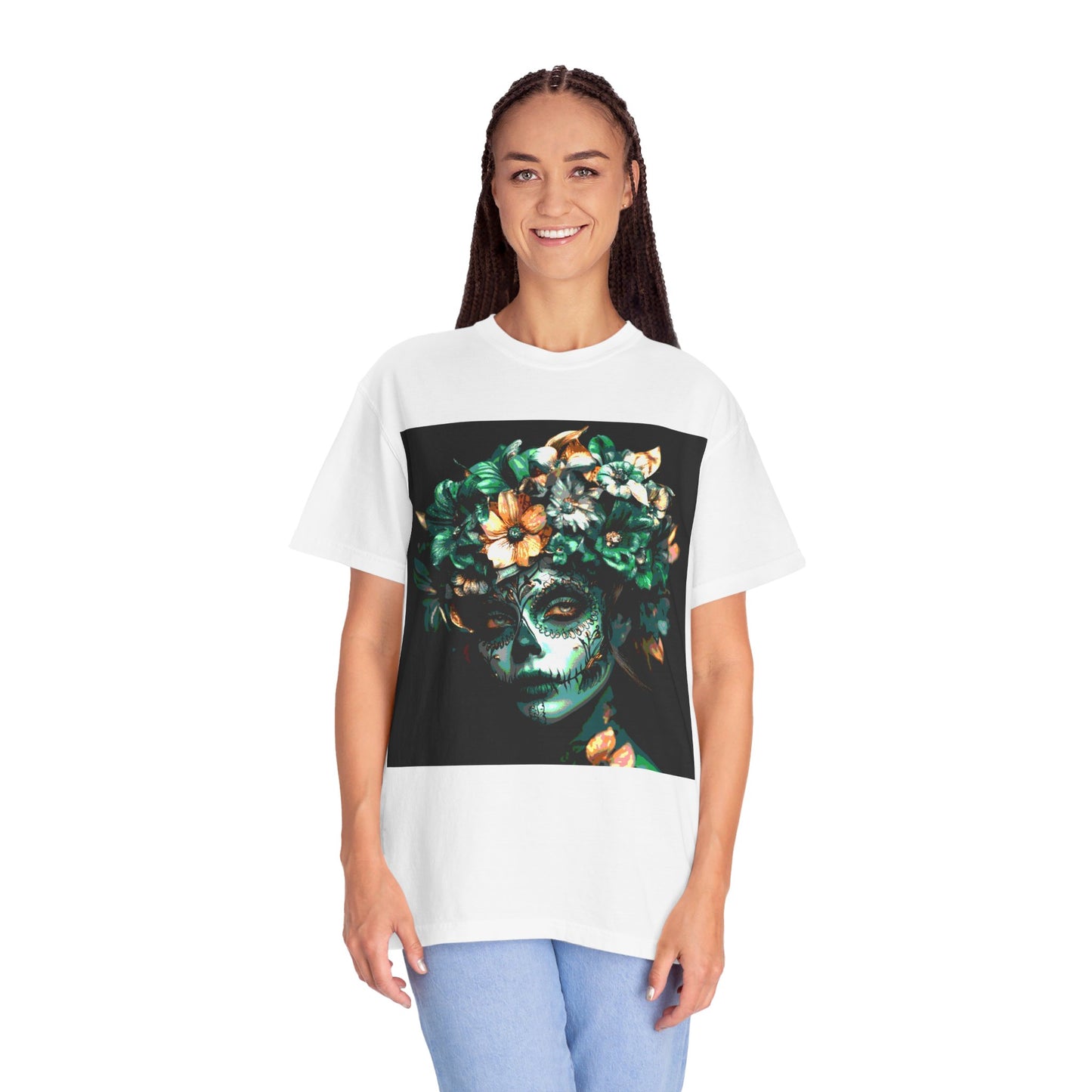 Art Green Flowers Unisex Garment-Dyed T-shirt