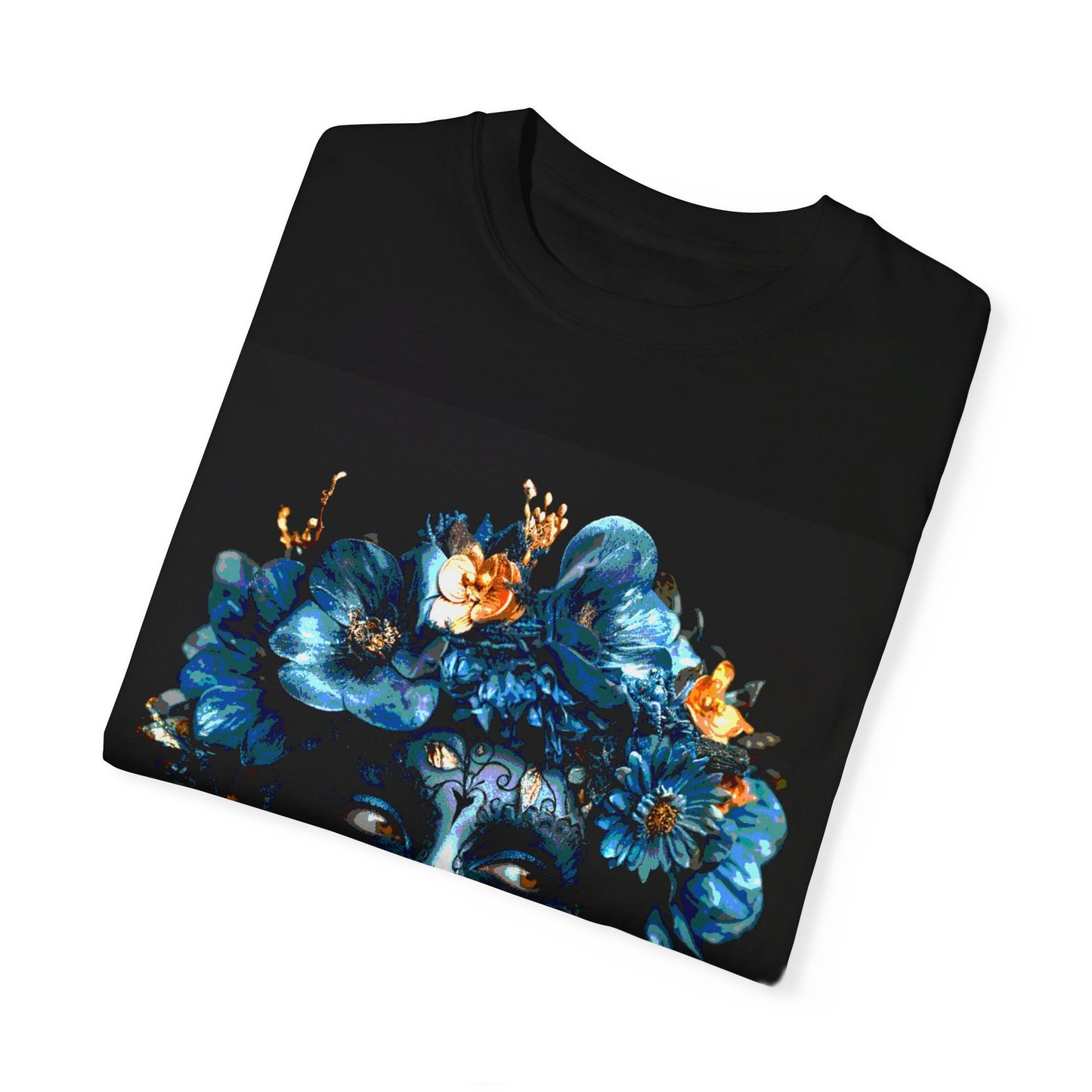 Art Blue Flowers Unisex Garment-Dyed T-shirt