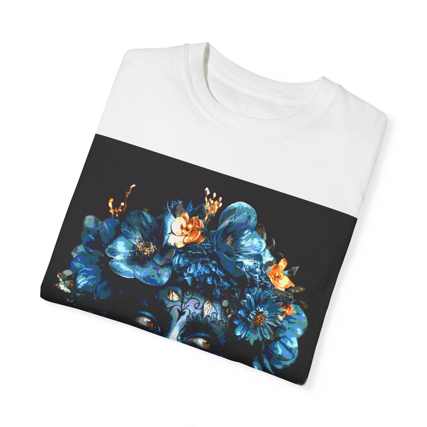 Art Blue Flowers Unisex Garment-Dyed T-shirt