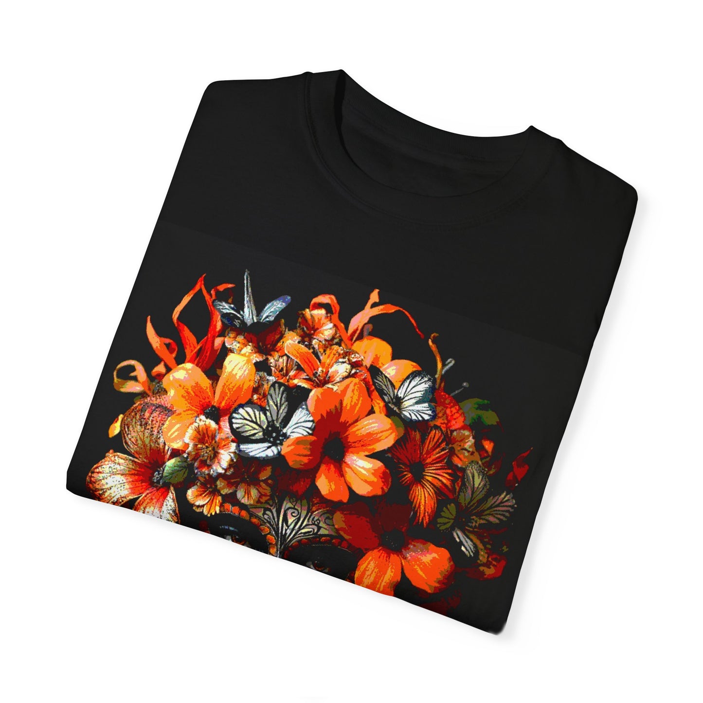 Art Orange Flowers Garment-Dyed T-shirt