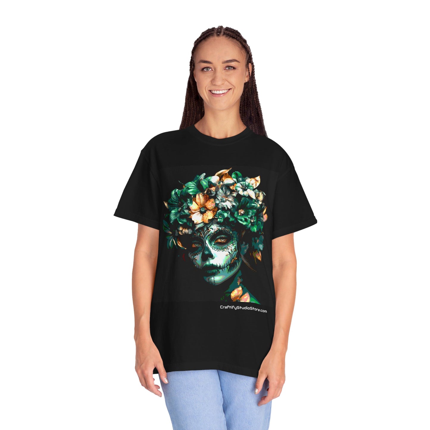 Art Green Flowers Unisex Garment-Dyed T-shirt