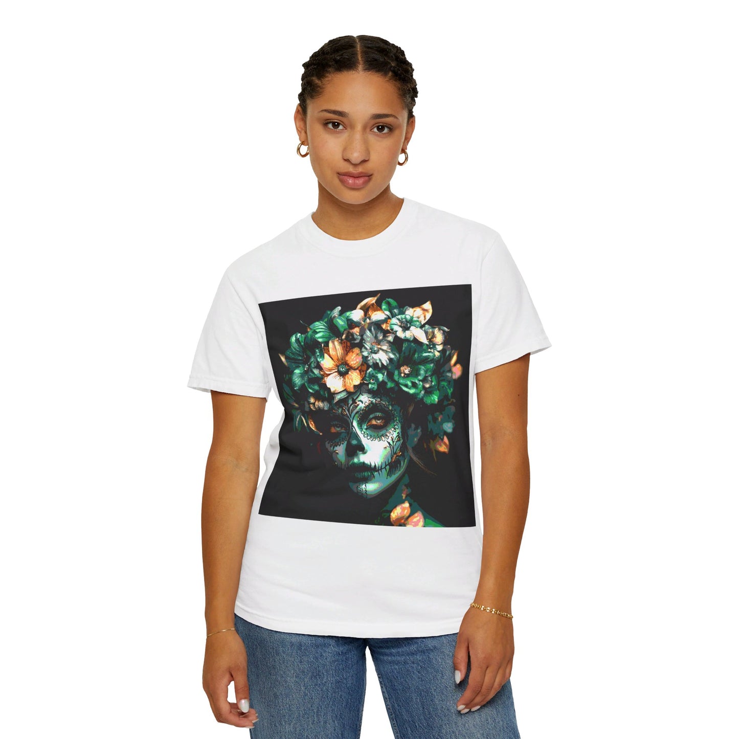 Art Green Flowers Unisex Garment-Dyed T-shirt