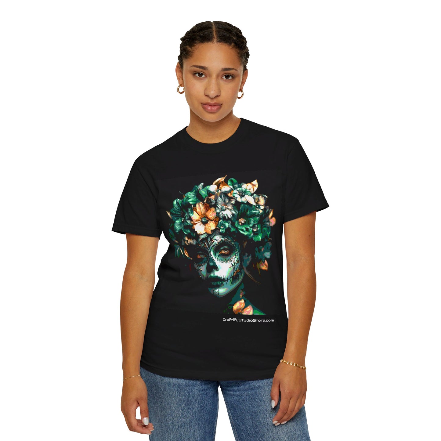 Art Green Flowers Unisex Garment-Dyed T-shirt