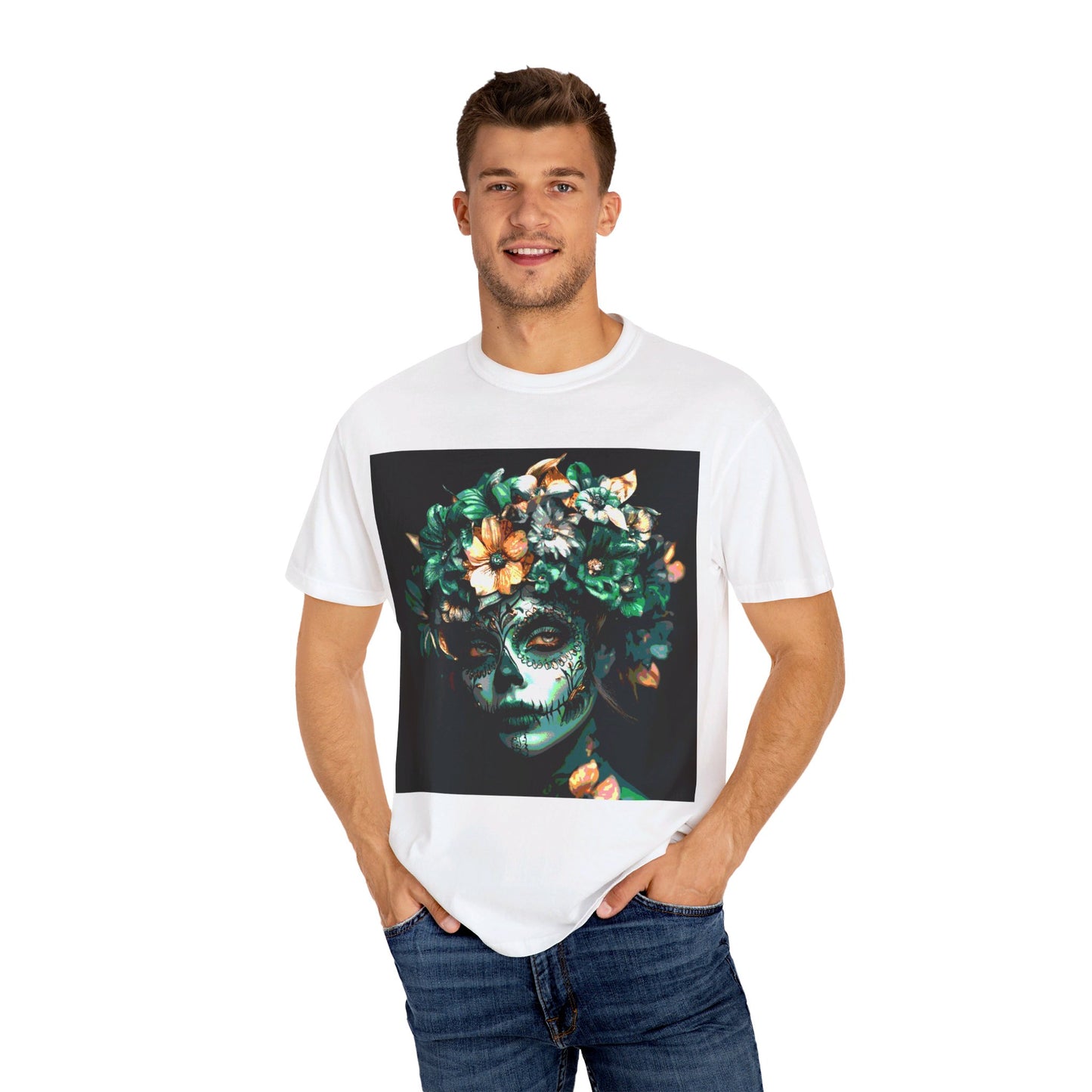 Art Green Flowers Unisex Garment-Dyed T-shirt